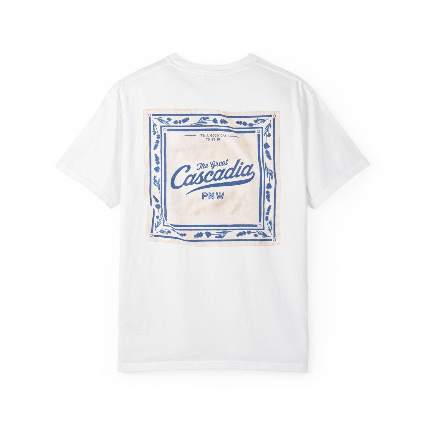 Cascadia PNW Graphic T-Shirt — "Sea Shack" Chest Logo & Vintage Bandana Back Print