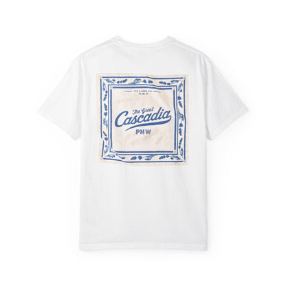 Cascadia PNW Graphic T-Shirt — "Sea Shack" Chest Logo & Vintage Bandana Back Print