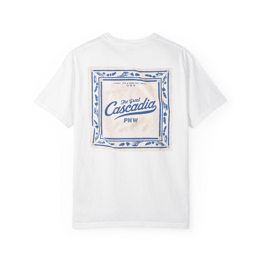 Cascadia PNW Graphic T-Shirt — "Sea Shack" Chest Logo & Vintage Bandana Back Print